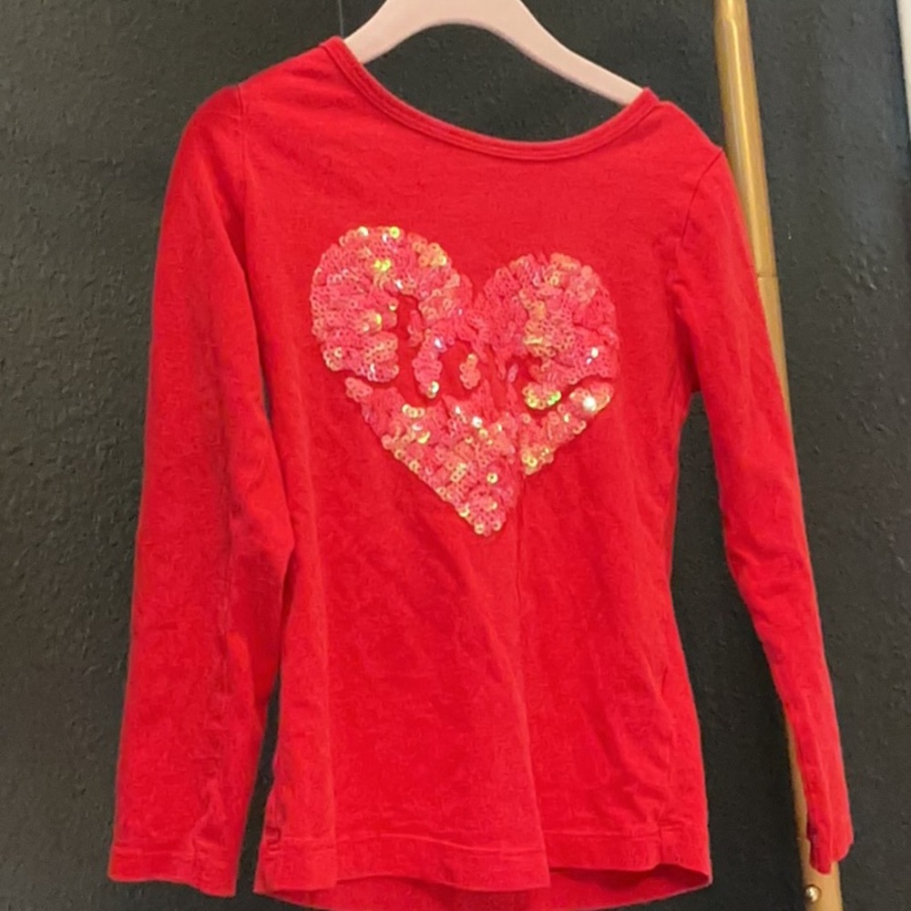 Red Sequin Heart Kids Shirt